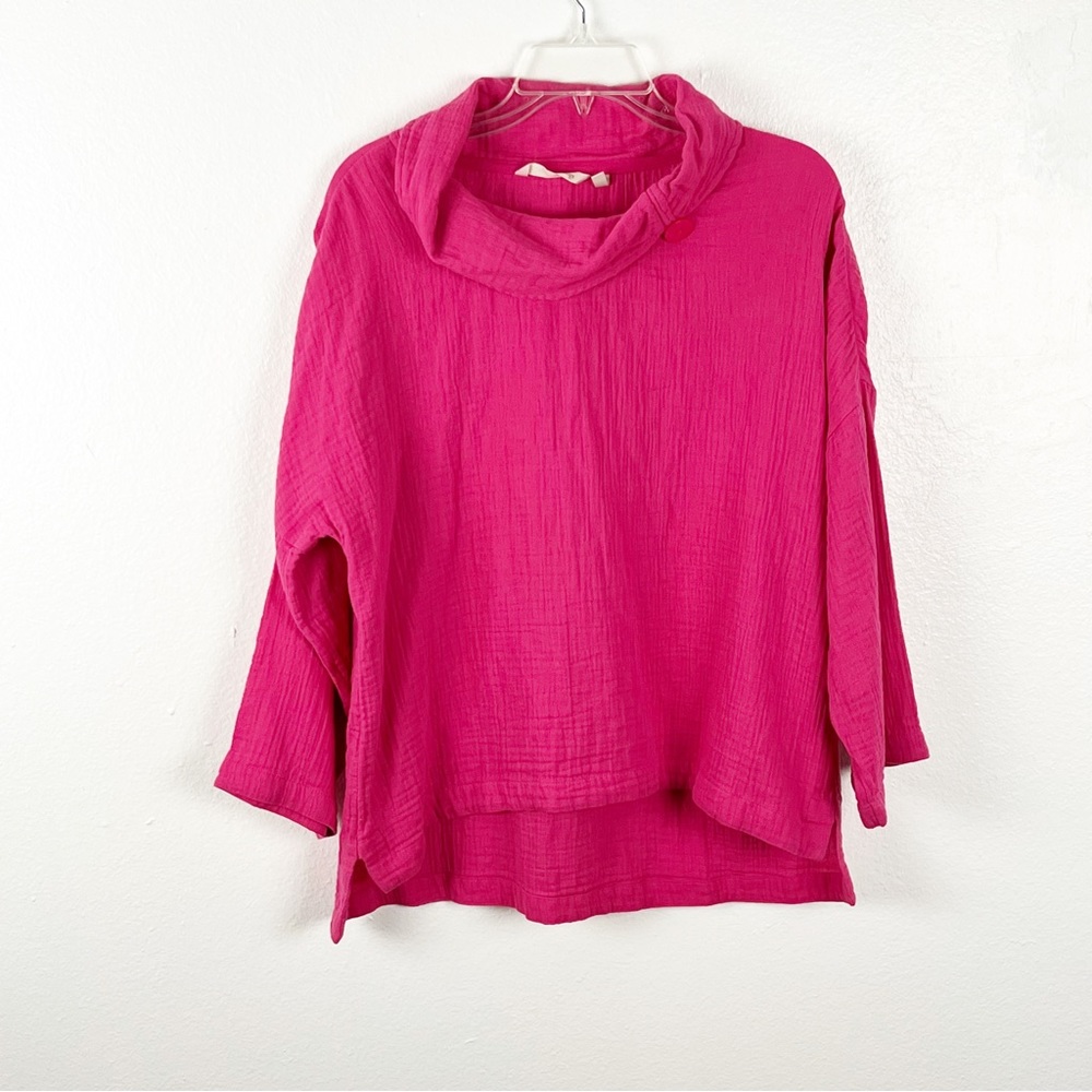 SOFT SURROUNDINGS Giovinezza Pink 100% Cotton Cowl Neck Top Medium Casual Boho